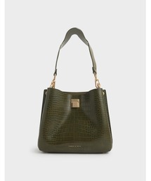 クロックエフェクト バケツショルダーバッグ / Croc-Effect Bucket Shoulder Bag