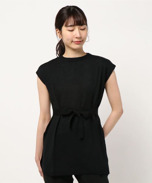 KOBE LETTUCE(コウベレタス)の「ウエストリボン付サイドスリットニット(ニット/セーター・レディース・ブラック/ベージュ/オリーブ/イエロー・FREE)」の2枚目の写真