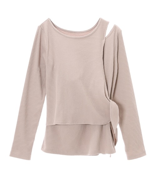 fifth（フィフス）の「レイヤード風アシンメトリートップス（Tシャツ/カットソー・レディース・ライトカーキ/グレイッシュベージュ・MEDIUM）」の11枚目の写真