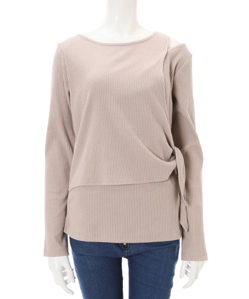 fifth（フィフス）の「レイヤード風アシンメトリートップス（Tシャツ/カットソー・レディース・ライトカーキ/グレイッシュベージュ・MEDIUM）」の10枚目の写真