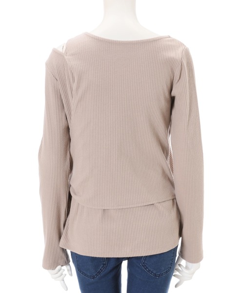 fifth（フィフス）の「レイヤード風アシンメトリートップス（Tシャツ/カットソー・レディース・ライトカーキ/グレイッシュベージュ・MEDIUM）」の8枚目の写真