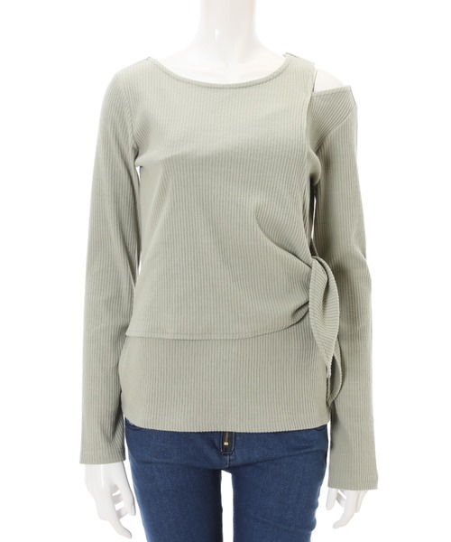 fifth（フィフス）の「レイヤード風アシンメトリートップス（Tシャツ/カットソー・レディース・ライトカーキ/グレイッシュベージュ・MEDIUM）」の14枚目の写真