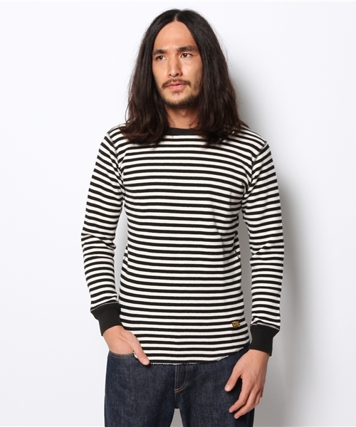 JOURNAL STANDARD relume(ジャーナルスタンダード レリューム)の「PIG&ROOSTER / ピッグ&ルースター: OLD WAFFLE CREW / カットソー(Tシャツ/カットソー・メンズ・ブラック/ホワイト/カーキ/オリーブ・42/40)」の1枚目の写真