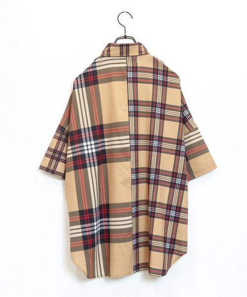 GALLIS ADDICTION（ガリスアディクション）の「GA切替チェック半袖シャツ（シャツ/ブラウス・メンズ・ブラック/ベージュ・FREE）」の4枚目の写真