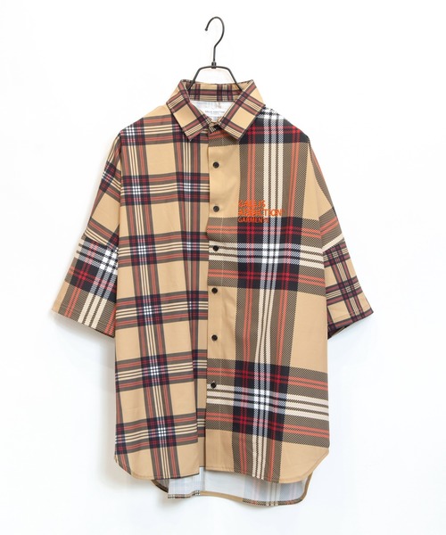 GALLIS ADDICTION（ガリスアディクション）の「GA切替チェック半袖シャツ（シャツ/ブラウス・メンズ・ブラック/ベージュ・FREE）」の11枚目の写真