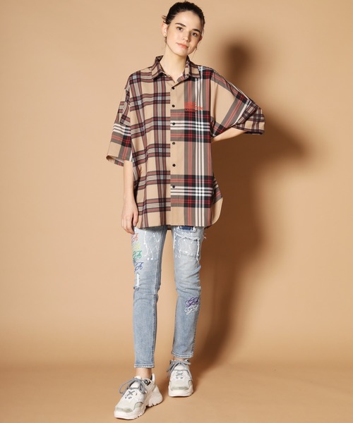 GALLIS ADDICTION（ガリスアディクション）の「GA切替チェック半袖シャツ（シャツ/ブラウス・メンズ・ブラック/ベージュ・FREE）」の14枚目の写真