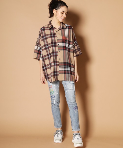 GALLIS ADDICTION（ガリスアディクション）の「GA切替チェック半袖シャツ（シャツ/ブラウス・メンズ・ブラック/ベージュ・FREE）」の13枚目の写真