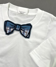 SUPERTHANKS | ●ヒョウ柄/ベーシック【キッズ】蝶ネクタイリボンワッペンクルーネックワンポイントTシャツ(Tシャツ/カットソー)