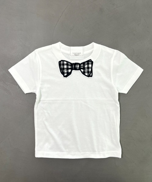 SUPERTHANKS（スーパーサンクス）の「●ヒョウ柄/ベーシック【キッズ】蝶ネクタイリボンワッペンクルーネックワンポイントTシャツ（Tシャツ/カットソー・キッズ・ブラック系その他3/ブラック系その他2/ホワイト系その他3/ホワイト系その他2/ブラック系その他/ホワイト系その他/ブラック×グレー/ホワイト系その他5/ブラック×ブルー/ブラック系その他5/ホワイト×ブラック/ホワイト×ブルー/ホワイト系その他4・100/110/120/130/140/150）」の7枚目の写真