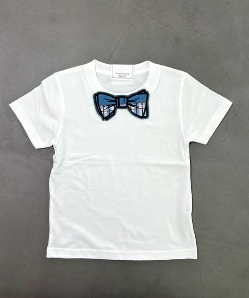 SUPERTHANKS（スーパーサンクス）の「●ヒョウ柄/ベーシック【キッズ】蝶ネクタイリボンワッペンクルーネックワンポイントTシャツ（Tシャツ/カットソー・キッズ・ブラック系その他3/ブラック系その他2/ホワイト系その他3/ホワイト系その他2/ブラック系その他/ホワイト系その他/ブラック×グレー/ホワイト系その他5/ブラック×ブルー/ブラック系その他5/ホワイト×ブラック/ホワイト×ブルー/ホワイト系その他4・100/110/120/130/140/150）」の16枚目の写真