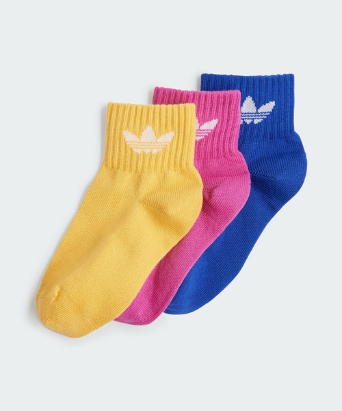 adidas（アディダス）の「ミッドカット アンクルソックス 3足組 / アディダスオリジナルス adidas Originals（ソックス/靴下・キッズ・ホワイト×ブルー/ホワイト×ピンク/ピンク系その他/ホワイト×ネイビー/ホワイト×ライム/ホワイト×ライトピンク/ホワイト系その他/ホワイト系その他2/ブルー/ホワイト/ピンク/ブルー系その他/グレー/ホワイト系その他3/カーキ/グリーン系その他・SMALL/kids-M/kids-S/kids-XS/kids-L/kids-XL/kids-XXL）」の14枚目の写真