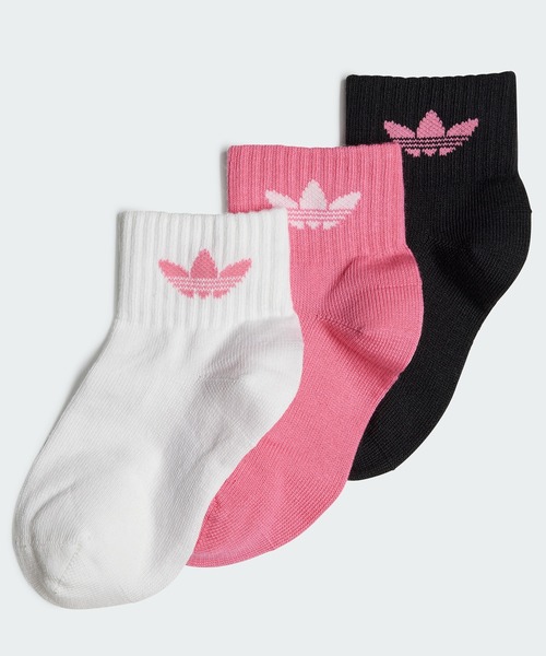 adidas（アディダス）の「ミッドカット アンクルソックス 3足組 / アディダスオリジナルス adidas Originals（ソックス/靴下・キッズ・ホワイト×ブルー/ホワイト×ピンク/ピンク系その他/ホワイト×ネイビー/ホワイト×ライム/ホワイト×ライトピンク/ホワイト系その他/ホワイト系その他2/ブルー/ホワイト/ピンク/ブルー系その他/グレー/ホワイト系その他3/カーキ/グリーン系その他・SMALL/kids-M/kids-S/kids-XS/kids-L/kids-XL/kids-XXL）」の15枚目の写真