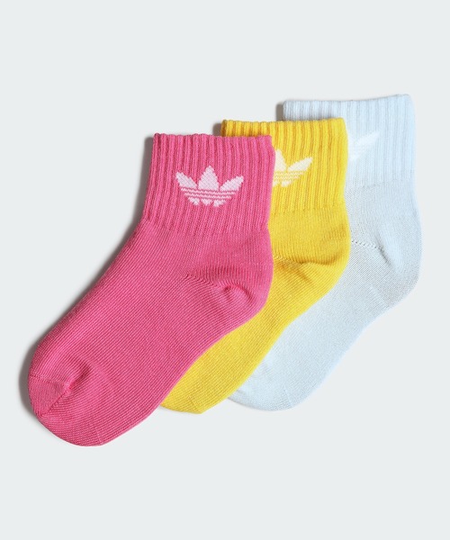 adidas（アディダス）の「ミッドカット アンクルソックス 3足組 / アディダスオリジナルス adidas Originals（ソックス/靴下・キッズ・ホワイト×ブルー/ホワイト×ピンク/ピンク系その他/ホワイト×ネイビー/ホワイト×ライム/ホワイト×ライトピンク/ホワイト系その他/ホワイト系その他2/ブルー/ホワイト/ピンク/ブルー系その他/グレー/ホワイト系その他3/カーキ/グリーン系その他・SMALL/kids-M/kids-S/kids-XS/kids-L/kids-XL/kids-XXL）」の13枚目の写真