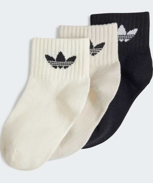 adidas（アディダス）の「ミッドカット アンクルソックス 3足組 / アディダスオリジナルス adidas Originals（ソックス/靴下・キッズ・ホワイト×ブルー/ホワイト×ピンク/ピンク系その他/ホワイト×ネイビー/ホワイト×ライム/ホワイト×ライトピンク/ホワイト系その他/ホワイト系その他2/ブルー/ホワイト/ピンク/ブルー系その他/グレー/ホワイト系その他3/カーキ/グリーン系その他・SMALL/kids-M/kids-S/kids-XS/kids-L/kids-XL/kids-XXL）」の9枚目の写真