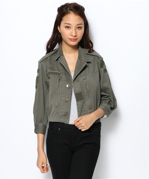 CIAOPANIC（チャオパニック）の「【Ciaopanic】F2ショートジャケット（ミリタリージャケット・レディース・カーキ/その他21・FREE）」の6枚目の写真