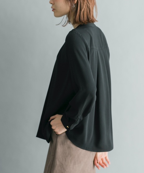 prose verse（プロズヴェール）の「フロントボタンタックブラウス（シャツ/ブラウス・レディース・ブラック/ベージュ/ピンク/ブルー・ﾌﾘ-）」の21枚目の写真