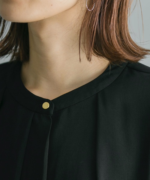 prose verse（プロズヴェール）の「フロントボタンタックブラウス（シャツ/ブラウス・レディース・ブラック/ベージュ/ピンク/ブルー・ﾌﾘ-）」の11枚目の写真