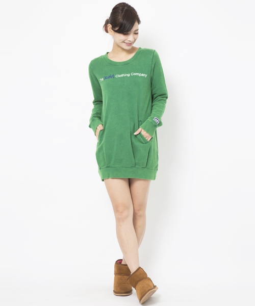 X-girl(エックスガール)の「WASHED SWEAT DRESS(ワンピース・レディース・ブラック/アッシュ/グリーン/ライトブルー・2/1)」の4枚目の写真