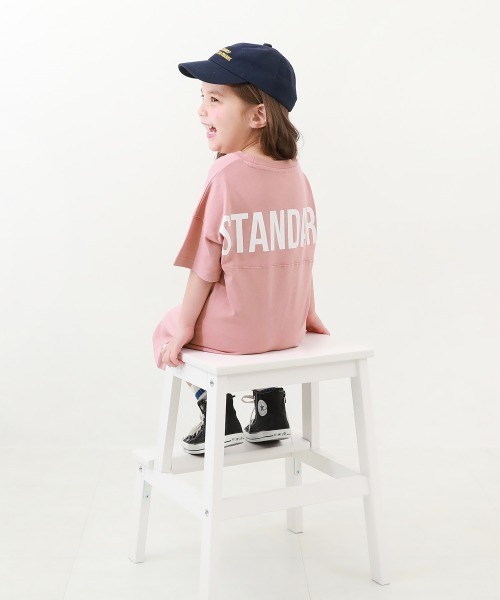 devirock（デビロック）の「バックロゴプリント 半袖ワンピース（ワンピース・キッズ・パープル系その他/グレイッシュブルー/ブルーグレー/グリーン系その他/ラベンダー/ブラック/ブルー系その他/グレー系その他/チャコール/スモークピンク・130cm/140cm/110cm/120cm/100cm/150cm/160cm）」の14枚目の写真