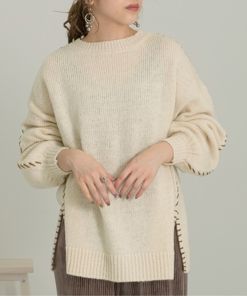 Ambre Neige(アンブルネージュ)の「ステッチデザインニット/【WEB/EC限定商品】(ニット/セーター・レディース・アイボリー/ラベンダー/ブラウン系その他・FREE)」の18枚目の写真