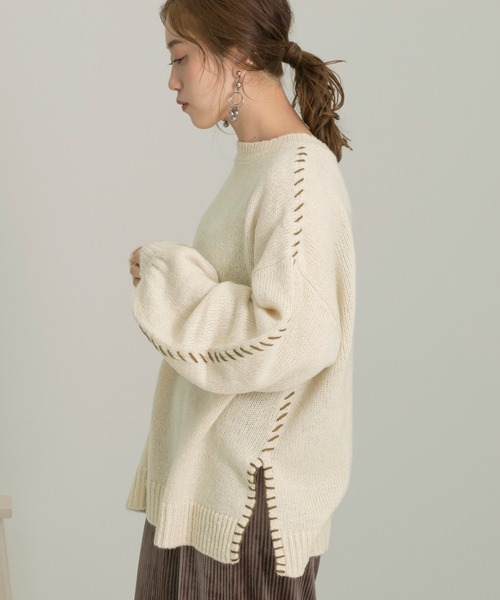 Ambre Neige(アンブルネージュ)の「ステッチデザインニット/【WEB/EC限定商品】(ニット/セーター・レディース・アイボリー/ラベンダー/ブラウン系その他・FREE)」の19枚目の写真