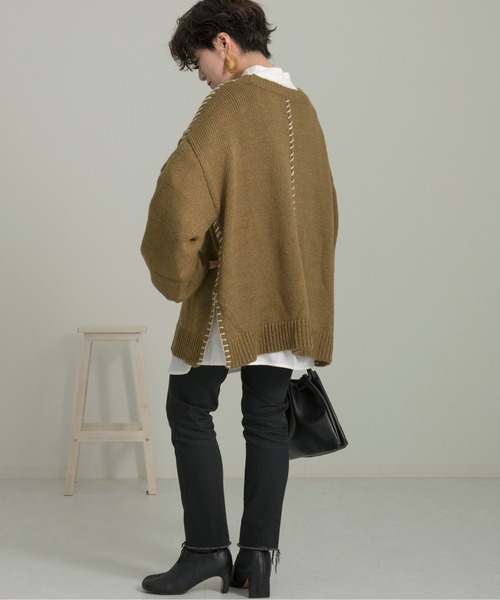 Ambre Neige(アンブルネージュ)の「ステッチデザインニット/【WEB/EC限定商品】(ニット/セーター・レディース・アイボリー/ラベンダー/ブラウン系その他・FREE)」の11枚目の写真