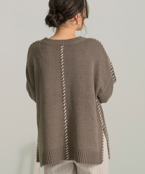 Ambre Neige(アンブルネージュ)の「ステッチデザインニット/【WEB/EC限定商品】(ニット/セーター・レディース・アイボリー/ラベンダー/ブラウン系その他・FREE)」の14枚目の写真