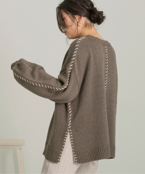 Ambre Neige(アンブルネージュ)の「ステッチデザインニット/【WEB/EC限定商品】(ニット/セーター・レディース・アイボリー/ラベンダー/ブラウン系その他・FREE)」の13枚目の写真