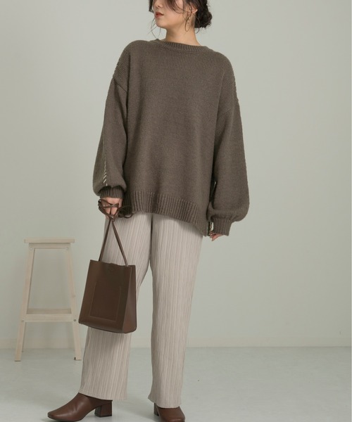Ambre Neige(アンブルネージュ)の「ステッチデザインニット/【WEB/EC限定商品】(ニット/セーター・レディース・アイボリー/ラベンダー/ブラウン系その他・FREE)」の15枚目の写真