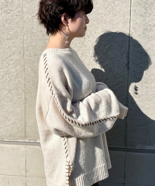 Ambre Neige(アンブルネージュ)の「ステッチデザインニット/【WEB/EC限定商品】(ニット/セーター・レディース・アイボリー/ラベンダー/ブラウン系その他・FREE)」の20枚目の写真