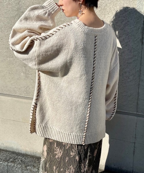 Ambre Neige(アンブルネージュ)の「ステッチデザインニット/【WEB/EC限定商品】(ニット/セーター・レディース・アイボリー/ラベンダー/ブラウン系その他・FREE)」の21枚目の写真