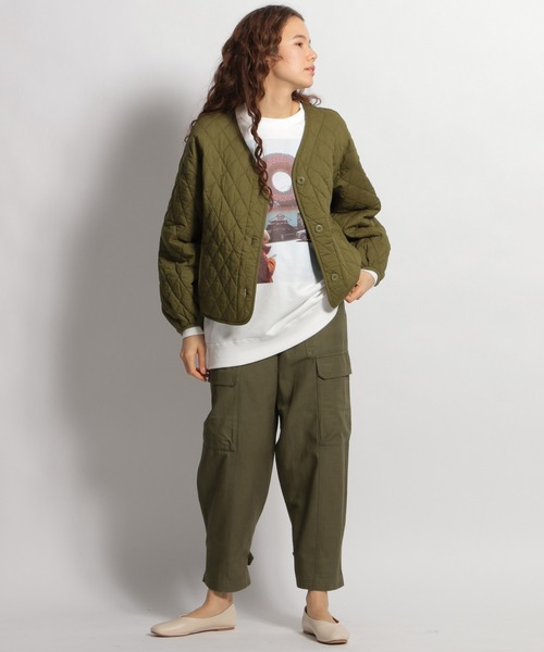 niko and...(ニコアンド)の「ライナーキルティングカーディガン(カーディガン/ボレロ・レディース・チャコール/オリーブ/ラベンダー・MEDIUM/LARGE)」の5枚目の写真