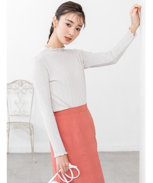 fifth(フィフス)の「ワイドリブメローパイピングトップス(Tシャツ/カットソー・レディース・ブラック/ベージュ/ブラウン・MEDIUM)」の3枚目の写真