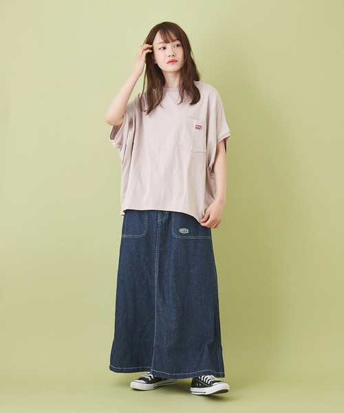 CUBE SUGAR（キューブシュガー）の「綿麻 テンセルデニム イージー ベーカースカート（デニムスカート・レディース・ライトブルー/インディゴブルー・M）」の5枚目の写真