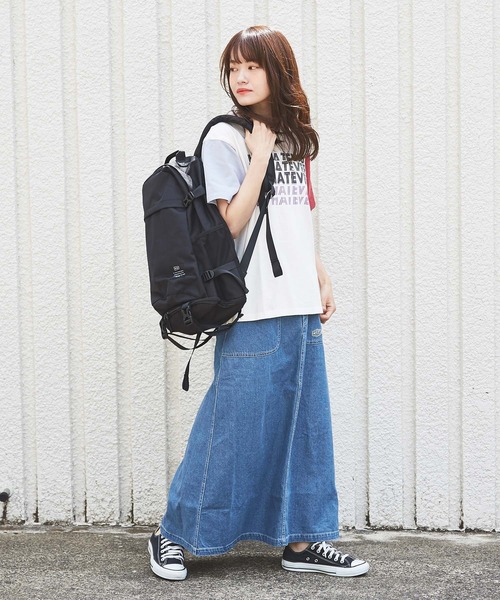 CUBE SUGAR（キューブシュガー）の「綿麻 テンセルデニム イージー ベーカースカート（デニムスカート・レディース・ライトブルー/インディゴブルー・M）」の11枚目の写真