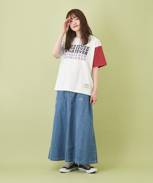 CUBE SUGAR（キューブシュガー）の「綿麻 テンセルデニム イージー ベーカースカート（デニムスカート・レディース・ライトブルー/インディゴブルー・M）」の12枚目の写真