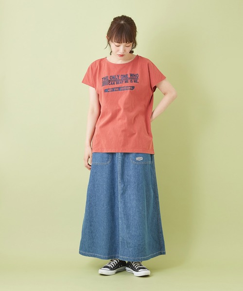 CUBE SUGAR（キューブシュガー）の「綿麻 テンセルデニム イージー ベーカースカート（デニムスカート・レディース・ライトブルー/インディゴブルー・M）」の14枚目の写真