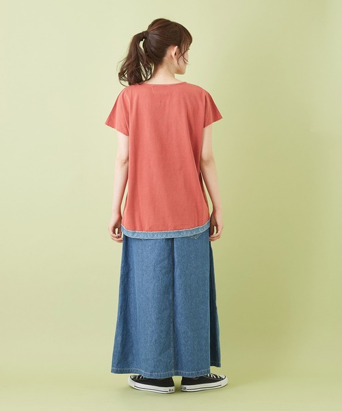 CUBE SUGAR（キューブシュガー）の「綿麻 テンセルデニム イージー ベーカースカート（デニムスカート・レディース・ライトブルー/インディゴブルー・M）」の16枚目の写真