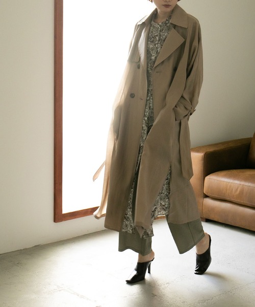 セール シースルートレンチコート スプリングコート トレンチコート 21ss トレンチコート Etoll エトル のファッション