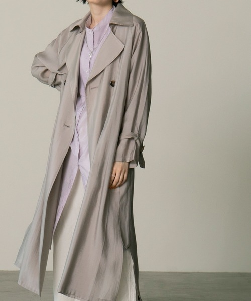 etoll.（エトル）の「シースルートレンチコート（トレンチコート・レディース・スモークピンク/グレイッシュブルー/グレイッシュベージュ/ベージュ/グリーン・M/L）」の9枚目の写真