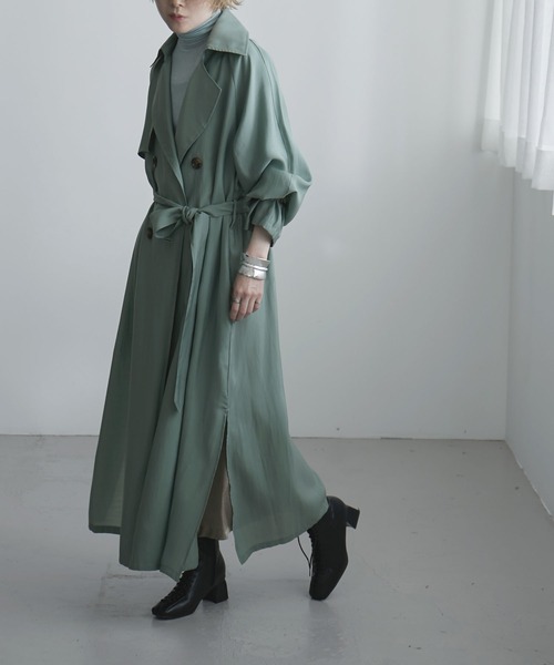 etoll.（エトル）の「シースルートレンチコート（トレンチコート・レディース・スモークピンク/グレイッシュブルー/グレイッシュベージュ/ベージュ/グリーン・M/L）」の15枚目の写真