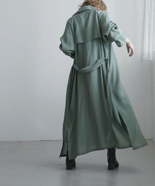 etoll.（エトル）の「シースルートレンチコート（トレンチコート・レディース・スモークピンク/グレイッシュブルー/グレイッシュベージュ/ベージュ/グリーン・M/L）」の16枚目の写真