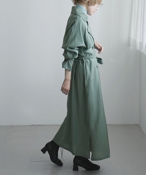 etoll.（エトル）の「シースルートレンチコート（トレンチコート・レディース・スモークピンク/グレイッシュブルー/グレイッシュベージュ/ベージュ/グリーン・M/L）」の17枚目の写真