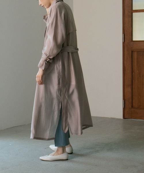 etoll.（エトル）の「シースルートレンチコート（トレンチコート・レディース・スモークピンク/グレイッシュブルー/グレイッシュベージュ/ベージュ/グリーン・M/L）」の19枚目の写真