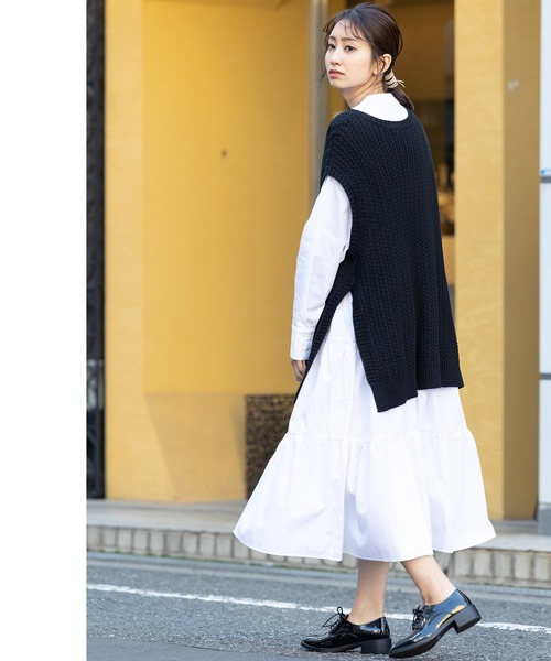 mili an deni（ミリアンデニ）の「タキシードシャツワンピース（シャツワンピース・レディース・ホワイト/ブラック/ネイビー/アッシュグレー/チェリーピンク/スミクロ/ダークネイビー/ダークグレー/キャメル・M/L/LL）」の18枚目の写真