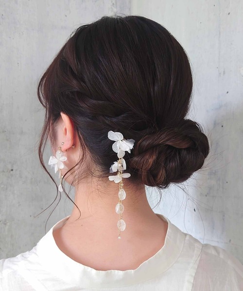 m.soeur（エムスール）の「アジサイとクララのイヤリング＊（イヤリング・レディース・ホワイト/グリーン/ブルー/ライトグリーン・FREE）」の16枚目の写真