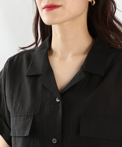 LOWRYS FARM（ローリーズファーム）の「シアーカイキンシャツワンピースＳＳ　943178（ワンピース・レディース・ブラック/グリーン/アイボリー/グレー・FREE）」の10枚目の写真