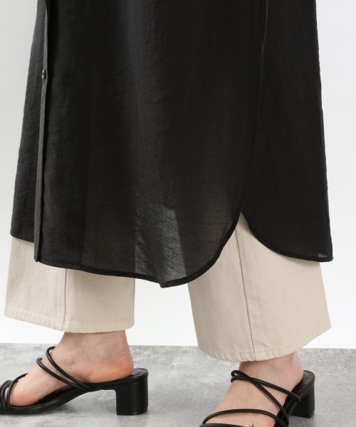 LOWRYS FARM（ローリーズファーム）の「シアーカイキンシャツワンピースＳＳ　943178（ワンピース・レディース・ブラック/グリーン/アイボリー/グレー・FREE）」の8枚目の写真