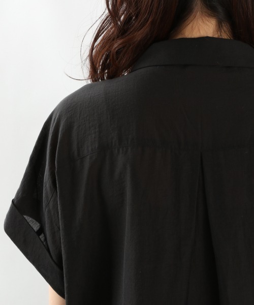 LOWRYS FARM（ローリーズファーム）の「シアーカイキンシャツワンピースＳＳ　943178（ワンピース・レディース・ブラック/グリーン/アイボリー/グレー・FREE）」の9枚目の写真