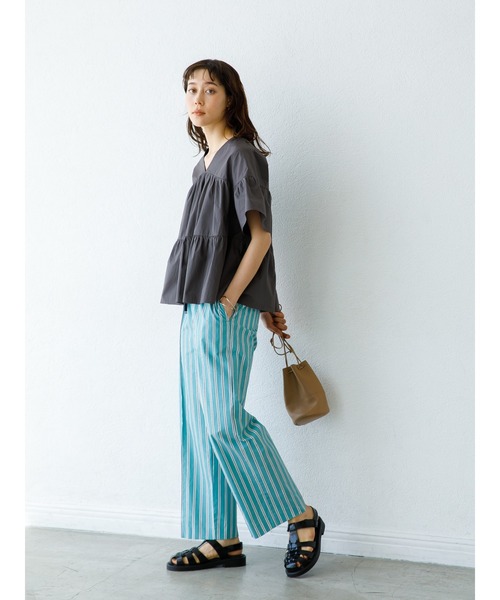 koe（コエ）の「ティアード半袖ブラウス＊（シャツ/ブラウス・レディース・チャコールグレー/レッド/ブルー・FREE）」の16枚目の写真